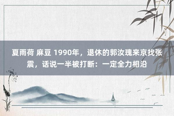 夏雨荷 麻豆 1990年，退休的郭汝瑰来京找张震，话说一半被打断：一定全力相沿