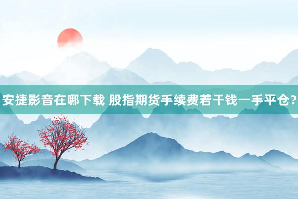 安捷影音在哪下载 股指期货手续费若干钱一手平仓？