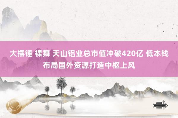 大摆锤 裸舞 天山铝业总市值冲破420亿 低本钱布局国外资源打造中枢上风