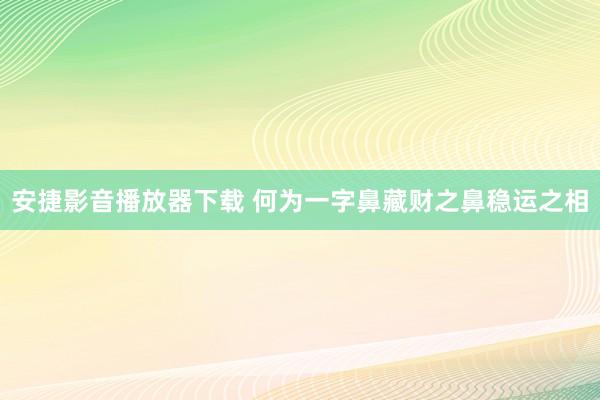 安捷影音播放器下载 何为一字鼻藏财之鼻稳运之相