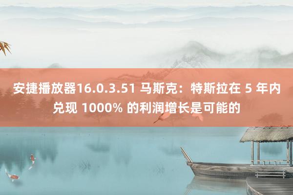 安捷播放器16.0.3.51 马斯克：特斯拉在 5 年内兑现 1000% 的利润增长是可能的